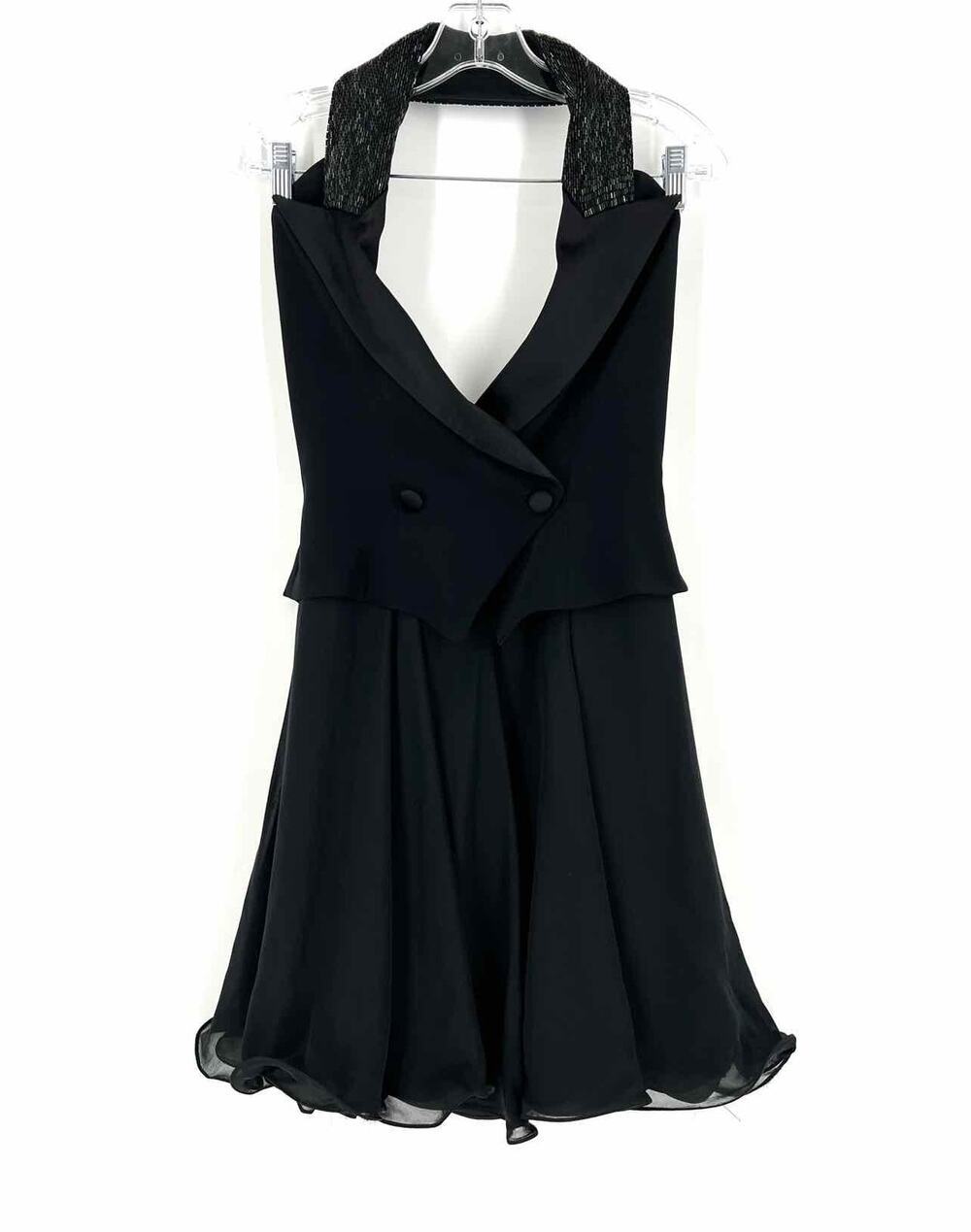 Niteline Size 4 Black Halter Beads Vintage Dress